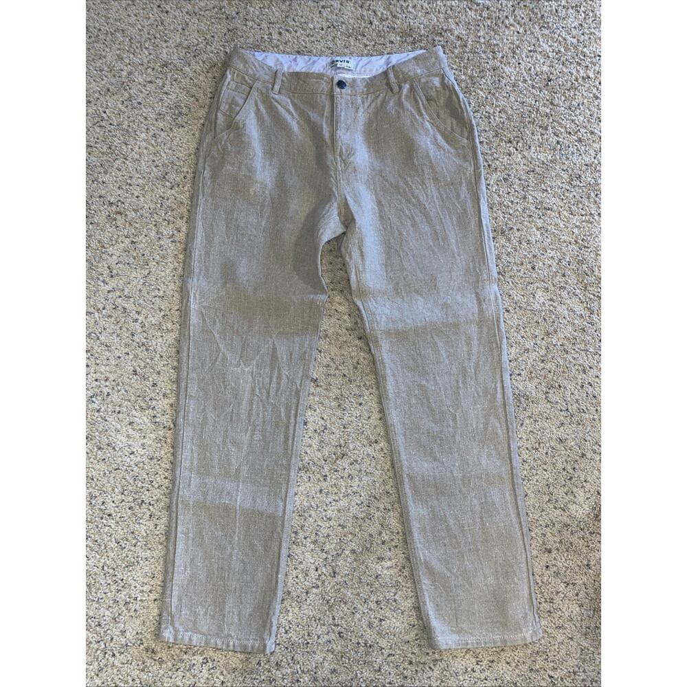 Orvis 100% Linen Pant Women 10 Tan Straight Leg Summer Casual Pockets Office